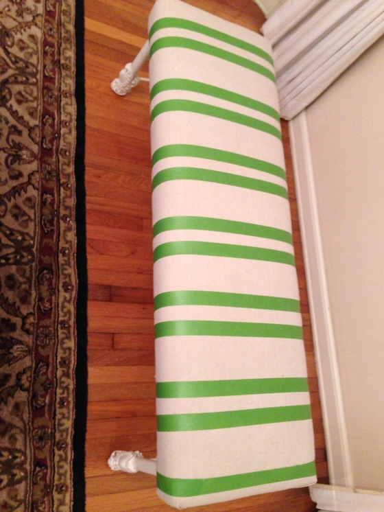 Easy way to paint stripes with frog tape and a ruler
