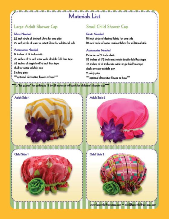 Digital shower cap pattern by Lauren Kelly Designs.....reversible with two different sizes!